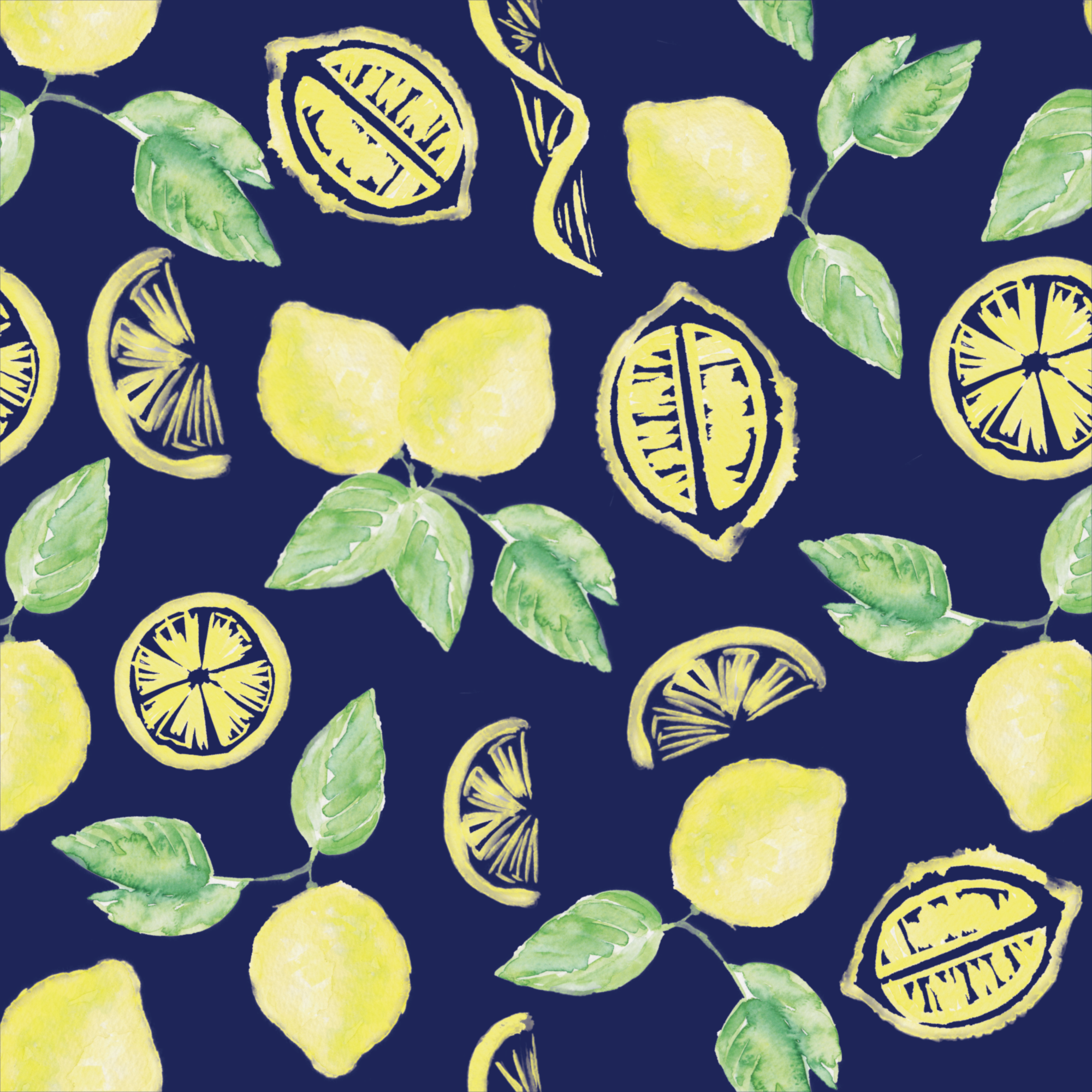 inkanotes Kalligraphie Aquarell Calligraphy Watercolor Licensing Designer Designs Lemon Pattern Zitronen Muster