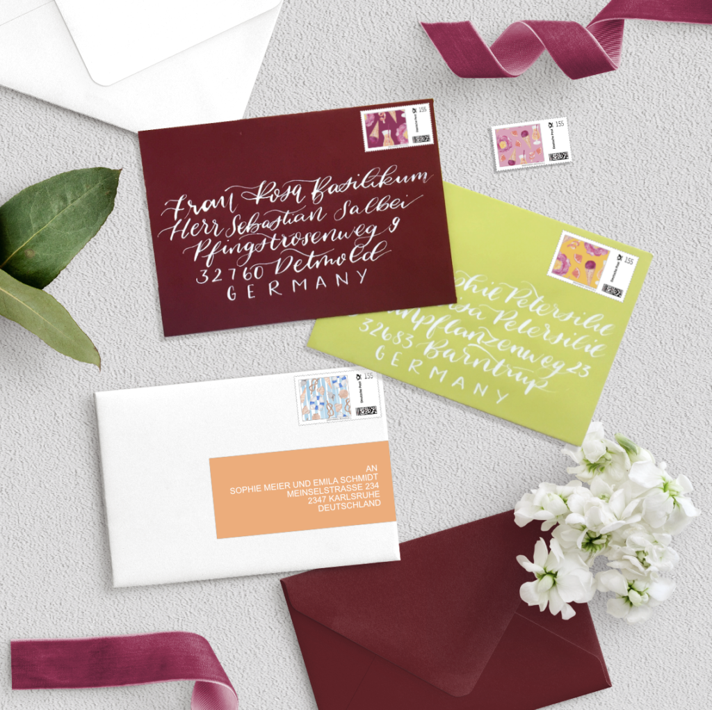 Design Ablauf Angebot Umschlag Adressierung-Square- Hochzeits Papeterie Hochzeits Einladung Wedding Invitation Papeterie Inkanotes Kalligraphie Aquarell