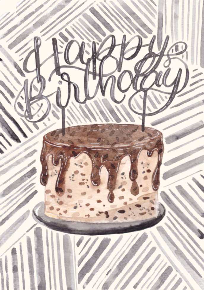 inkanotes Kalligraphie Aquarell Calligraphy Watercolor Licensing Designer Designs Chocolate Cake Schokoladen Kuchen