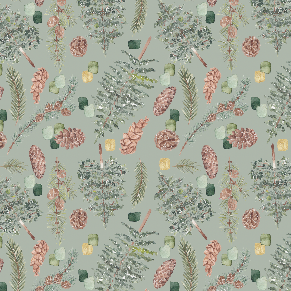 pattern-christmas-pinecone + trees inkanotes
