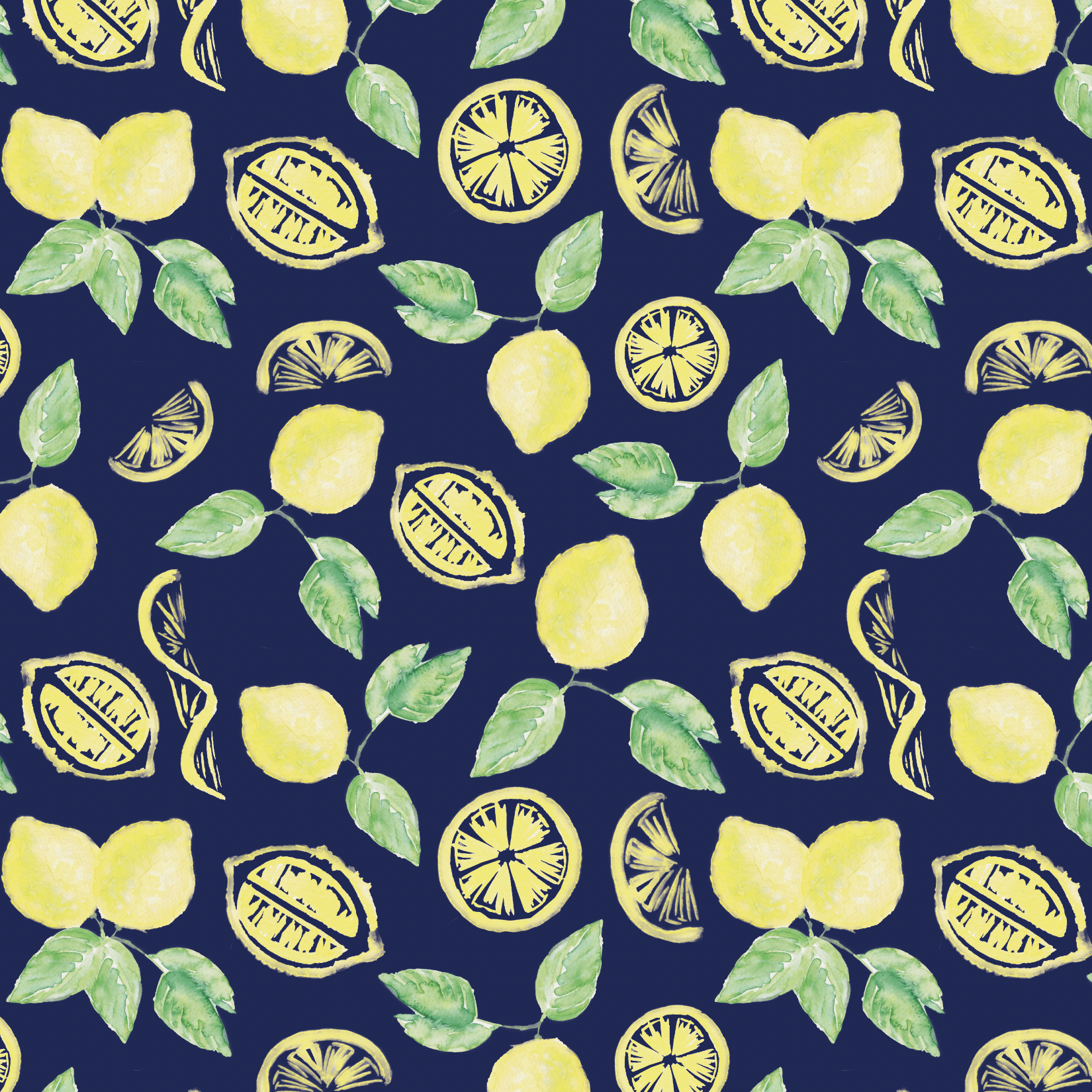 pattern-food-citrus-lemon-darkblue- inkanotes